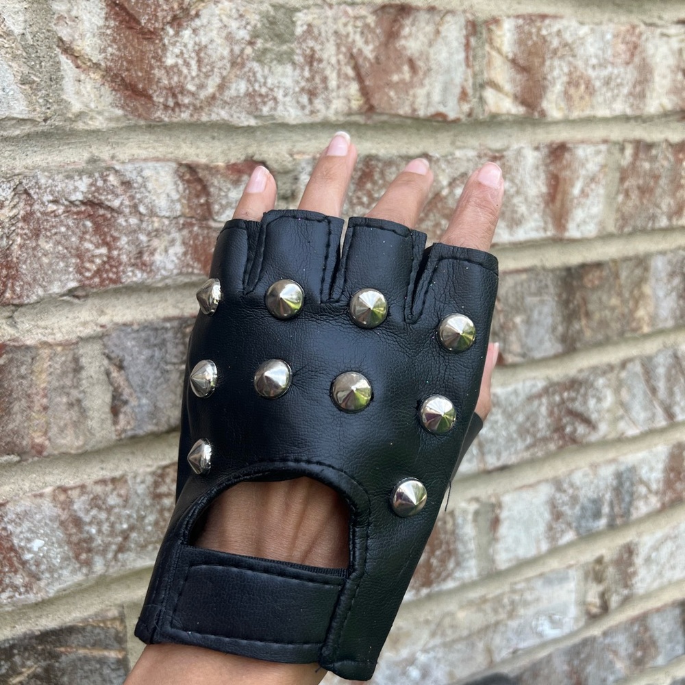 Halloween studded biker costume glove adult size